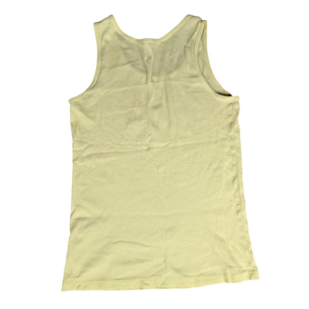 The North Face Womens Ribbed Tank Top Pale Yellow Cotton Logo Graphic Sleeveless - Picture 3 of 8